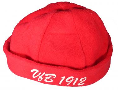 Fleece - Mütze ROT "warm" mit kursiv Schriftzug 